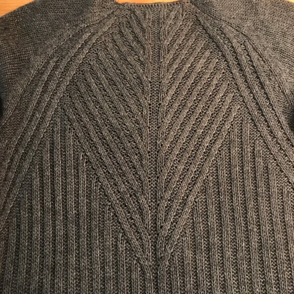 ZARA Mixed Media Faux Leather Knit Crochet Long Tunic Sweater Black Gray Medium - Picture 7 of 11